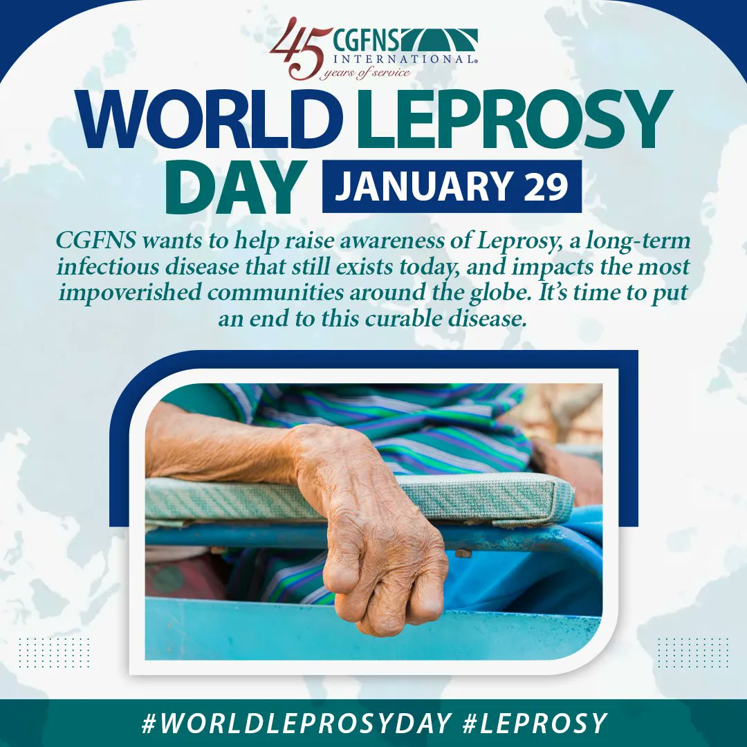 CGFNS wants to help raise awareness of Leprosy, a long-term infectious disease that still exists today, and impacts the most impoverished communities around the globe. It’s time to put an end to this curable disease.#WorldLeprosyDay #leprosy bit.ly/3QuLQ9a