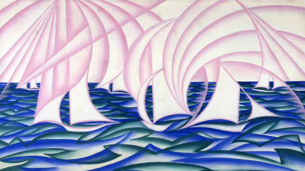 #ScrivoDellinverno #ScrivoArte C’è una meta/ per il vento dell’inverno/ il rumore del mare. - Ikenishi Gonsui - #VentagliDiParole #InHaiku dipinto Giacomo Balla 1919