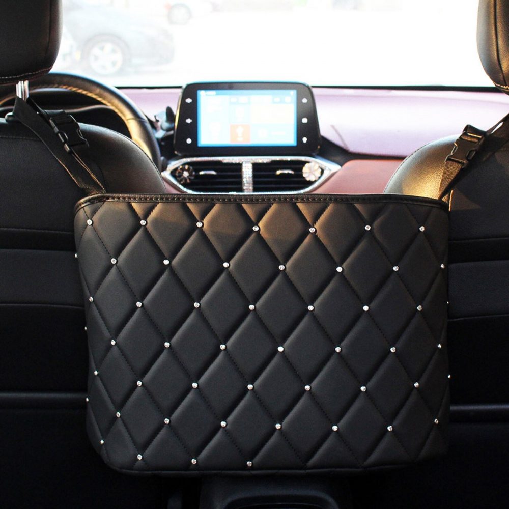 Car Organizer with Crystal Rhinestone bit.ly/3tggIhy #BagOrganizer #BarrierOfBackseat #CarContainer #CarStorage #CrystalRhinestone #Holder #Multi-Pockets #PULeather #Stowing #Tidying