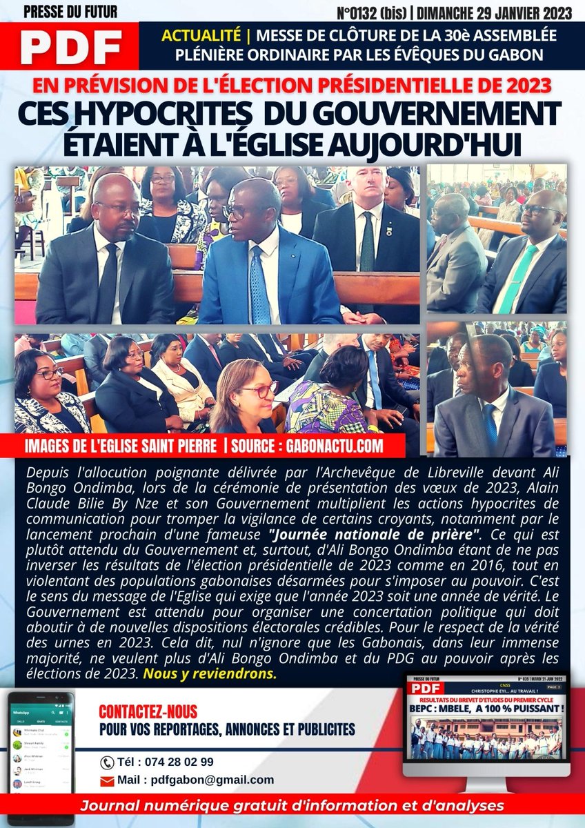 Qu'est ce qu'il ne faut pas faire pour séduire les #gabonais ? Les membres du <a href="/GouvGabon/">Gouvernement Gabon</a> à l'église ?! (Rire). C'est comme revivre en direct le baiser de judas à jésus-christ au 21e siècle. #libreville #Gabon 🇬🇦 <<Chacun a sa place>> <a href="/BilieByNze/">Bilie-By-Nze</a>. 👍🏻