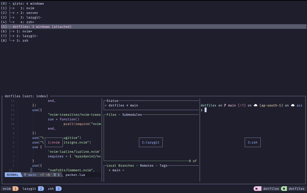 asifaly's tweet image. And done finally! #tmux #neovim #lazygit all setup to my liking.