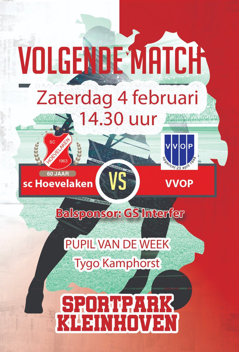 Kraker op Sportpark Kleinhoven

Komende zaterdag start het vervolg van de competitie voor ons vlaggenschip met de kraker tegen nummer één VVOP. Kan ons 1e team het gat verkleinen of maken ze voorlopig pas op de plaats? Komt allen kijken zaterdag.