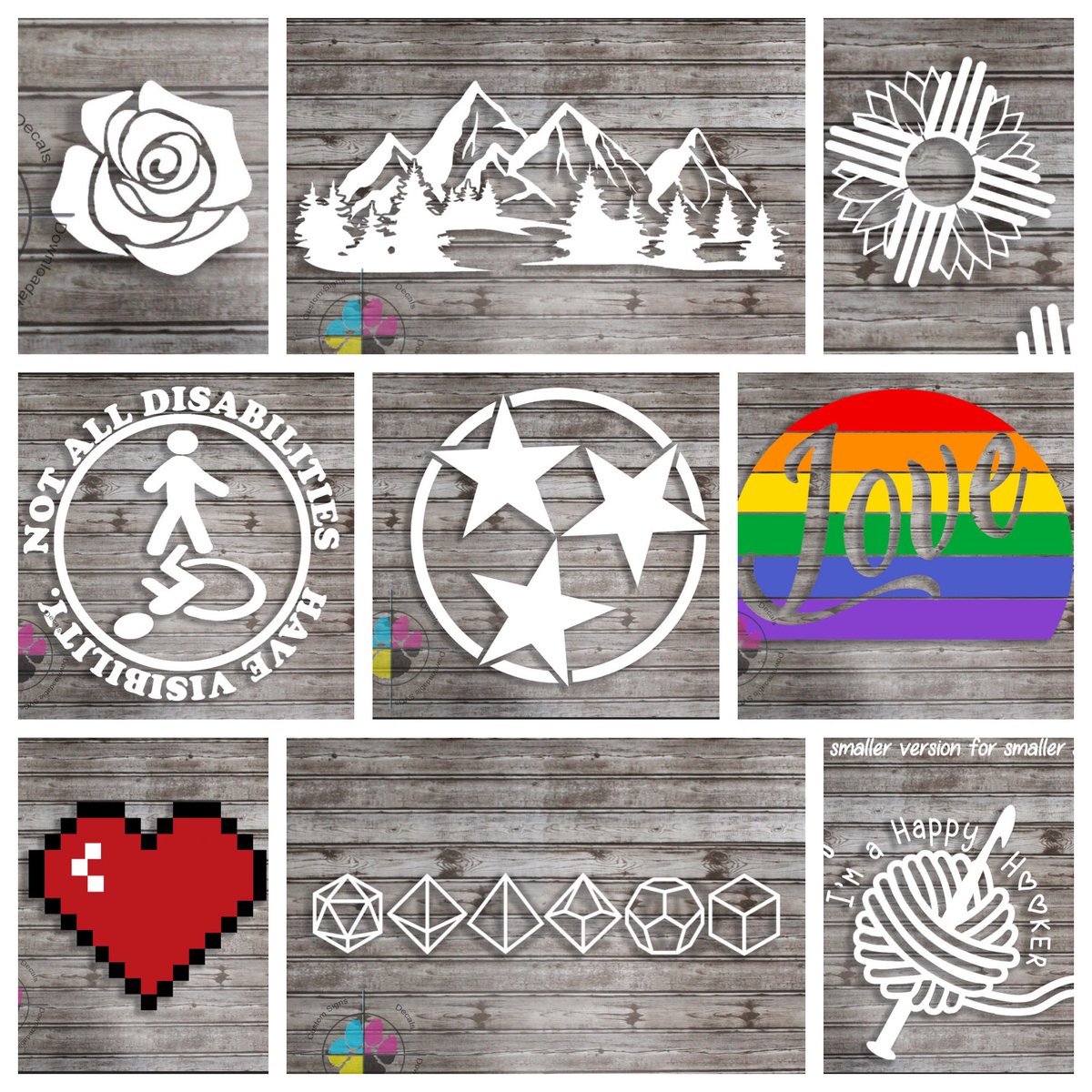 Some of what we’ve sold this week #etsysmallbusiness #newmexico #decals #disabledsticker #tennessee #loveislove #pixelheart #rpgdice #20sideddice #crochet #newmexico #dungeonsanddragons #mountains #LGBTQ #InvisibleDisabilities