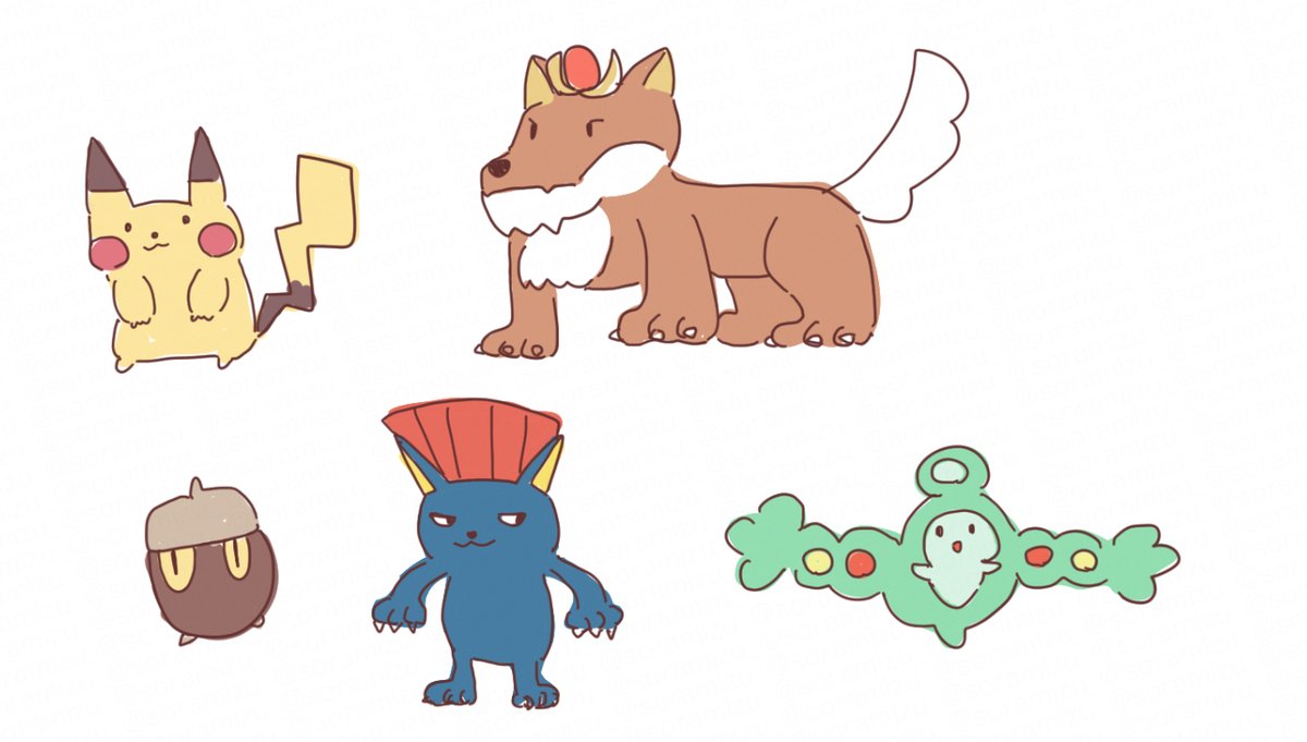 うろ覚えポケモンたち(一部正解を見ながら描いてる) 