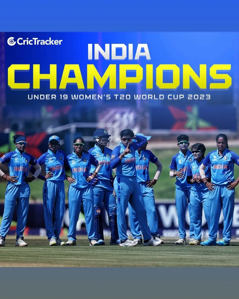 Awesome Girls ❤️India beat England to win the inaugural Women’s U19 T20 World Cup title

#under19worldcup #womencricket #India #bleedblue