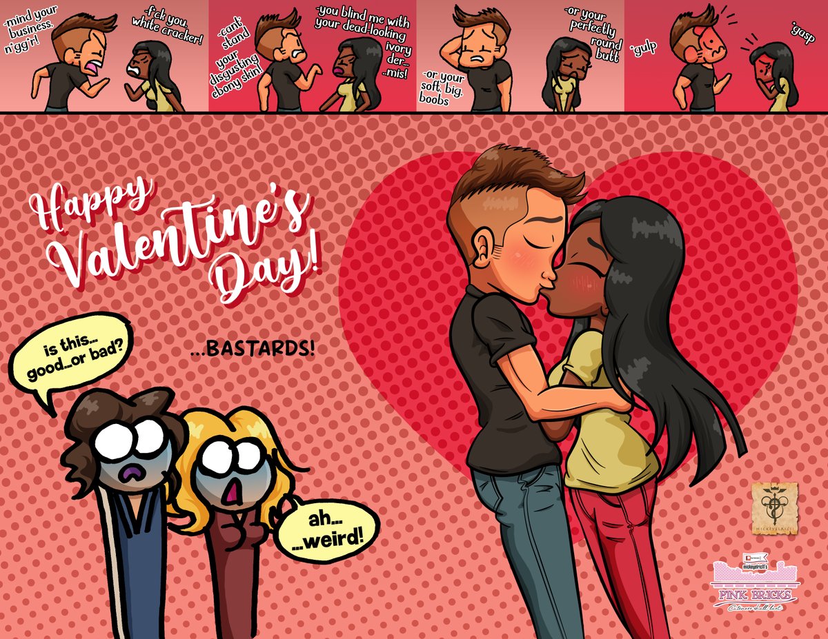 I found a TiKTok Parody Pic time ago, and the only thing I thought was: I want to ship the White Incel and the Black Radical Feminist...which weren't even the protagonists.

I'm a sucker for #InterracialCouples 🥰

#HappyValentinesDay 

#BlackGirl #WhiteMan #Kiss #Racism #Love