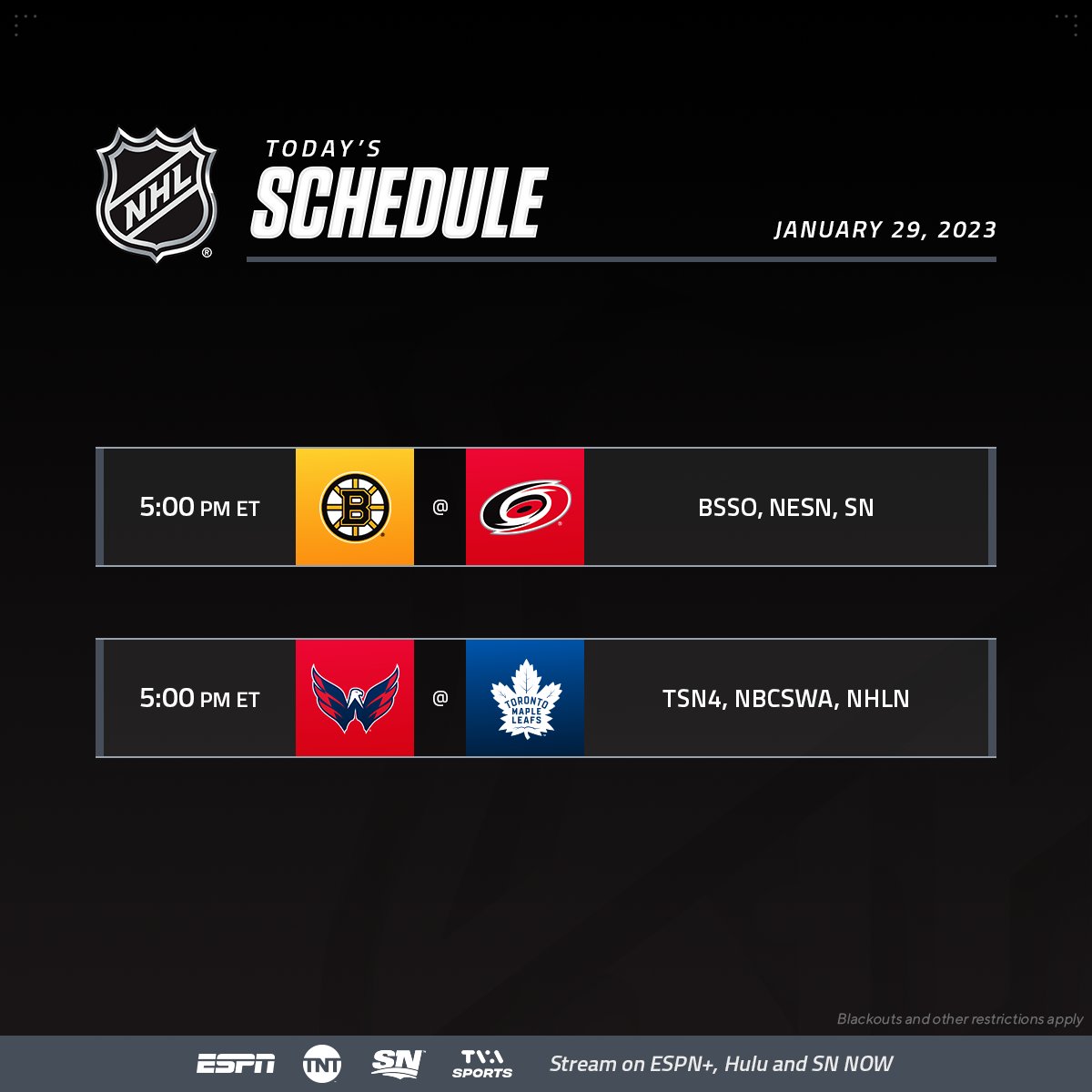 NHL on Twitter "Sunday's slate features the top two teams in the NHL