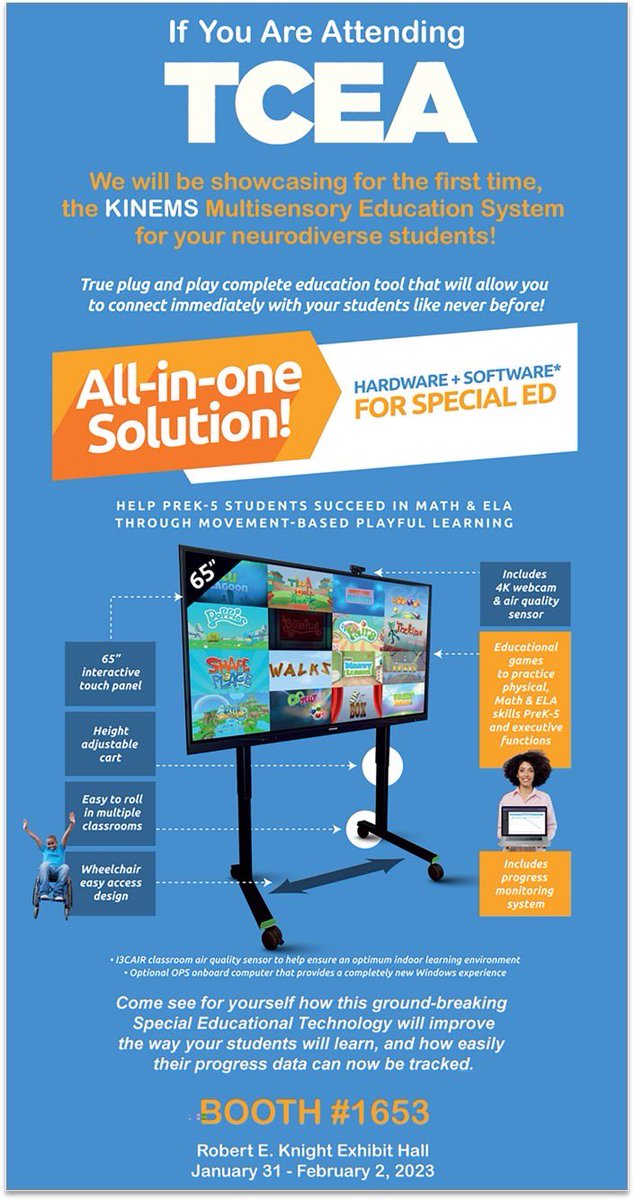 GeerlingsJohn's tweet photo. Heading to TCEA in San Antonio? Please visit with us at Booth #1653 to see this exciting and new educational technology breakthrough! #TCEA23 #SPED #Neurodiversity https://t.co/EjzOd9jVA3