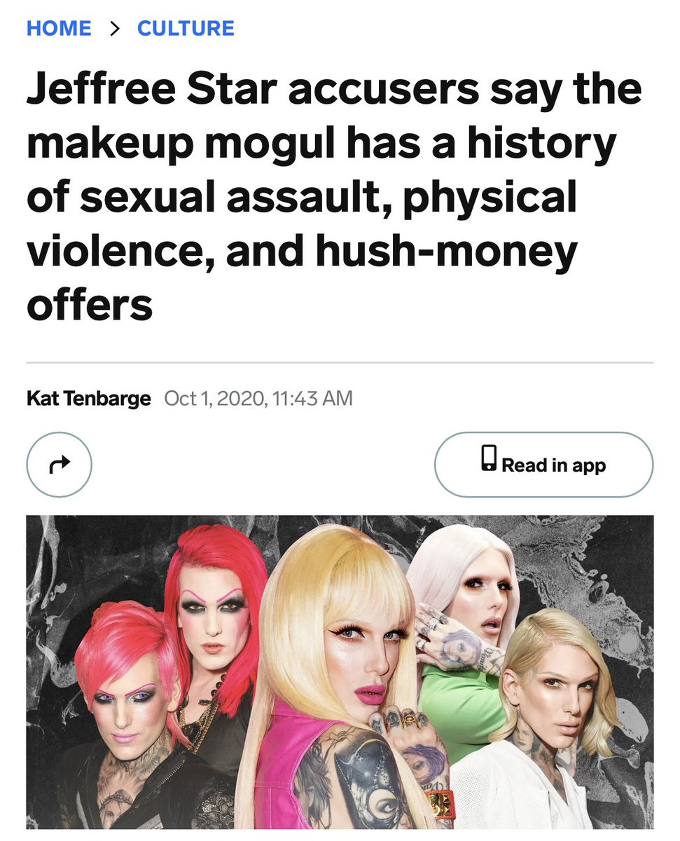 kattenbarge's tweet photo. Jeffree Star is trying to make a comeback off mascara drama and claiming the Hollywood elite destroyed him in 2020, when in reality he paid a sexual assault accuser $45k in hush money that year and pushed his SA allegations under the rug https://t.co/BqCM3rG0mA