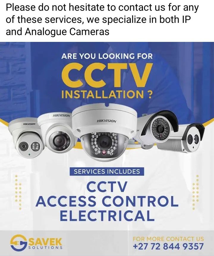 XakaJaykay's tweet photo. CCTV installation and maintenance for household and workplace 

Contact us for free site evaluation 
Call 076 730 6439
        076 859 4954

#Electrician 
#Building 
#Loadshadding 
#COC
#maintaince 
#LED
#development https://t.co/PxGfvNTkmk