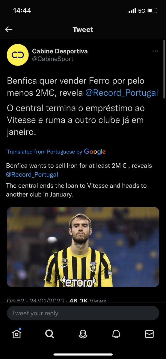 BigJonno8's tweet photo. @JDHibs Looking for 2 mil so prices us out unless it is a loan, Vitesse fans seem happy he’s leaving. https://t.co/aBni95OvwD