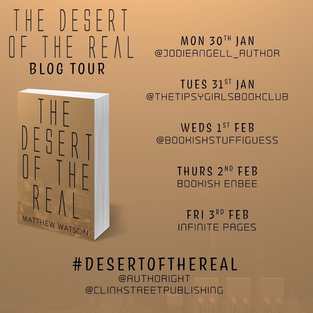 Good Afternoon Book Friends! We hope you're having a lovely Sunday and getting lots of books read. We're super excited to share that we have another tour starting tomorrow, this time for The Desert of the Real by Matthew Watson. Please do go and follow t… instagr.am/p/CoAKKwkokMT/