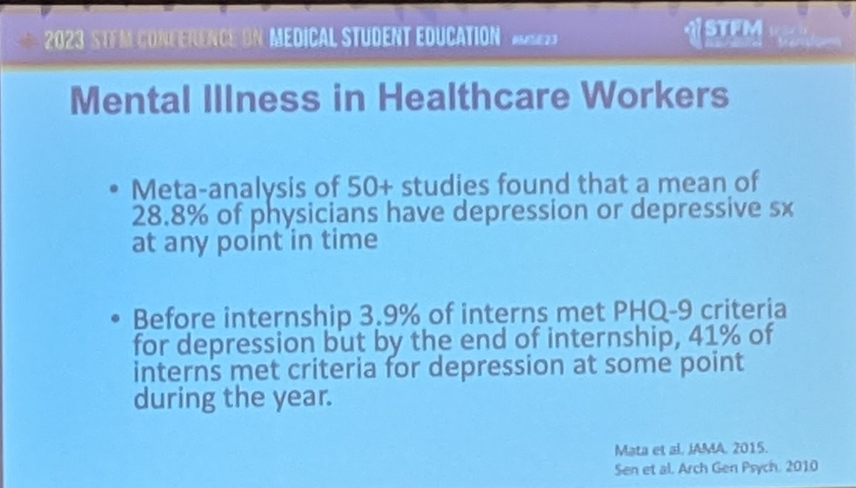 "Mental illness is a hazard of medical training" - @jbullockruns, closing speaker at #STFM #MSE