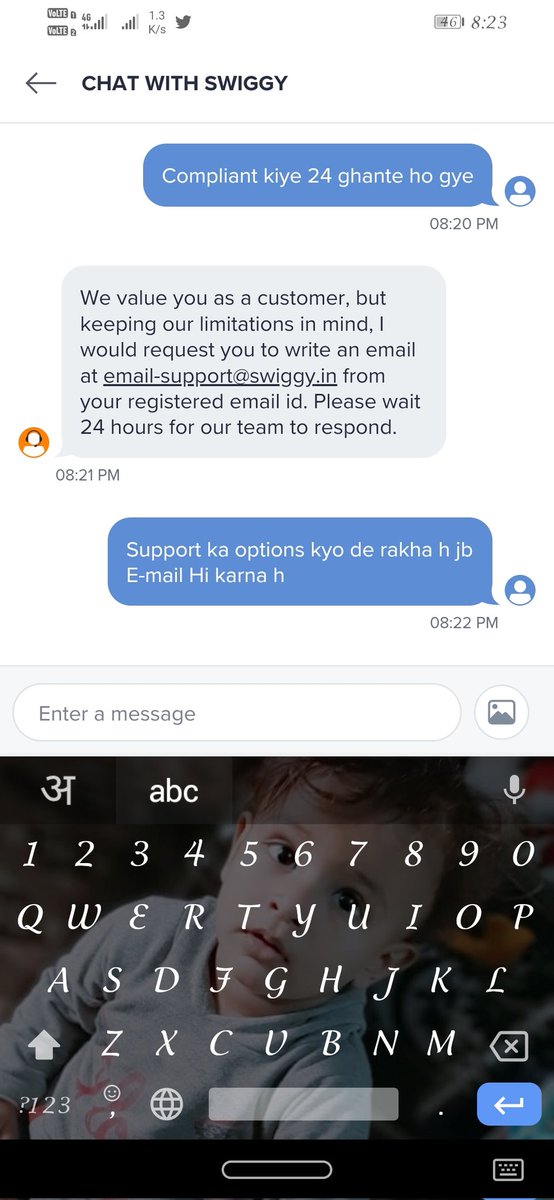 VijaypalSingh8R's tweet photo. @Swiggy problem not solve very bad consumer sapport
#swiggy https://t.co/BaGcQqe5Ka