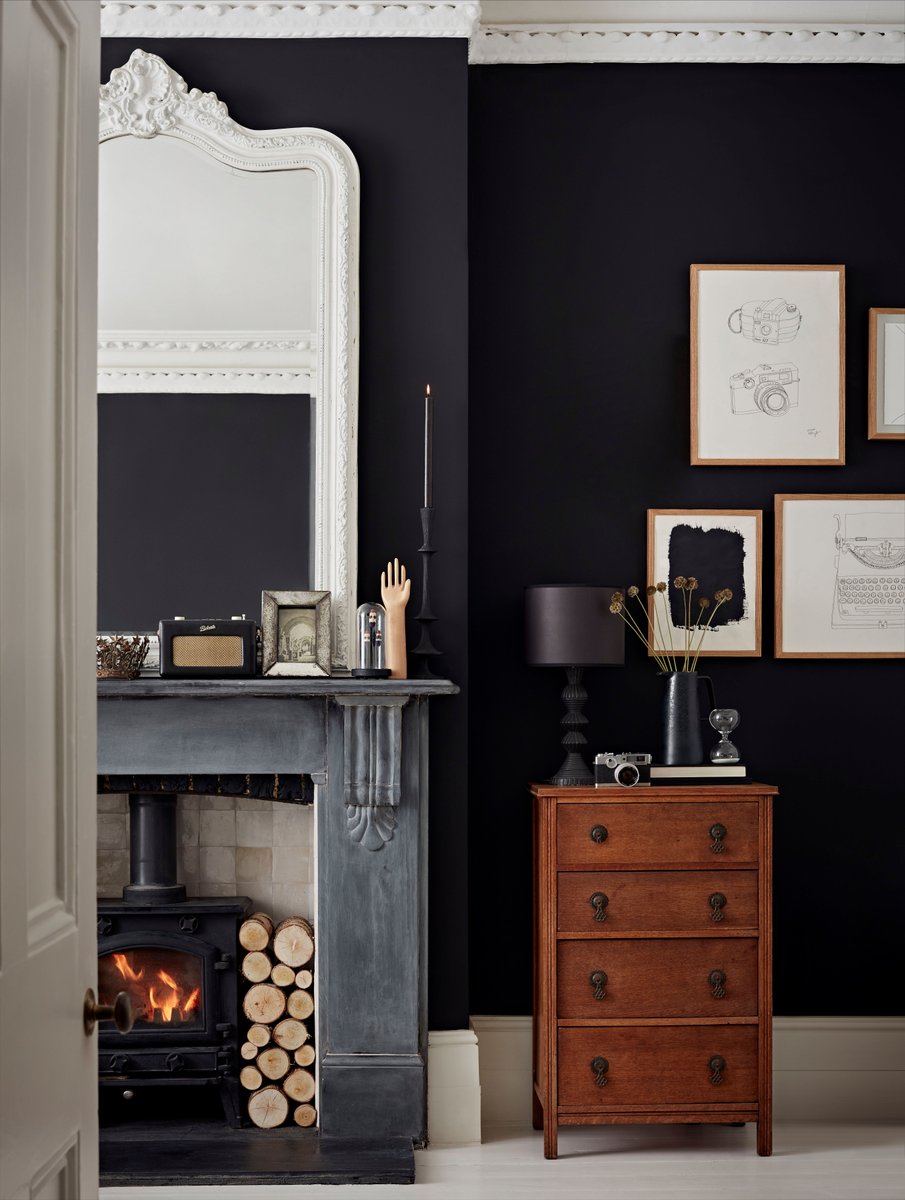 Be a rebel 🖤

The perfect colour for creating a dramatic nest to hide from the winter cold. We’d happily spend our days in front of this fire with a good book and a blanket. 

🎨 Rebel available in Walls &amp; Ceilings and easyclean emulsion

Find more: bit.ly/3OGPM3N