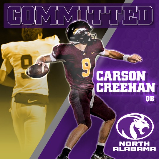 Excited to announce my commitment to <a href="/UNAFootball/">North Alabama Football</a>! 

Thank you <a href="/BrentDearmon/">Brent Dearmon</a> <a href="/Jake_Bentley_/">Jake Bentley</a> <a href="/Coach_Carbine/">Caleb Carbine</a> <a href="/CoachBGodsey/">Bob Godsey</a> <a href="/QBC_Bham/">QB Country Birmingham</a> <a href="/MAMustangsFB/">Madison Academy Football</a>