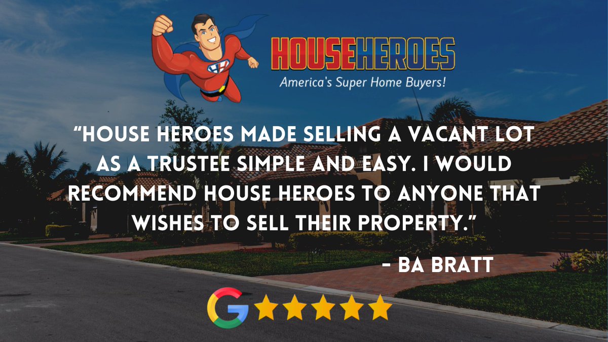 househeroesllc's tweet photo. Customer satisfaction is our top priority! Check out one of our recent reviews: "House Heroes made selling a vacant lot as a Trustee simple and easy. I would recommend House Heroes to anyone that wishes to sell their property." #realestate #homeowners #happycustomers https://t.co/VnboGu8KDd