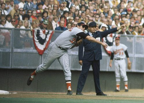 Brooks Robinson played his entire 23-yr #MLB career with <a href="/Orioles/">Baltimore Orioles</a>, leading them to WS titles in '66 &amp; '70. He was an AL MVP, WS MVP, ASG MVP, 18 X AS, 16 GG winner &amp;  Hall of Famer. Who saw him play? <a href="/sabr/">SABR</a> bio sabr.org/bioproj/person…
