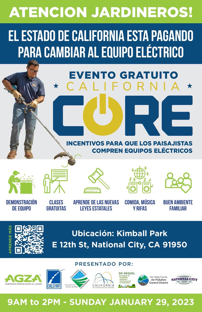 SuzanneMHume's tweet photo. Gas-powered leaf blowers &amp; lawn mowers… create toxic air pollution. 

🧹 Sweep instead of a leaf blower. 
But, if you must use equipment, go electric. 

#GetGasOffWorkersBacks
#CleanAirSavesLives
#ElectricNotGas
#CleanEarth4Kids

Sunday, January 29th, 9-2:00 PT
National City, CA https://t.co/eJLjlSNpS5