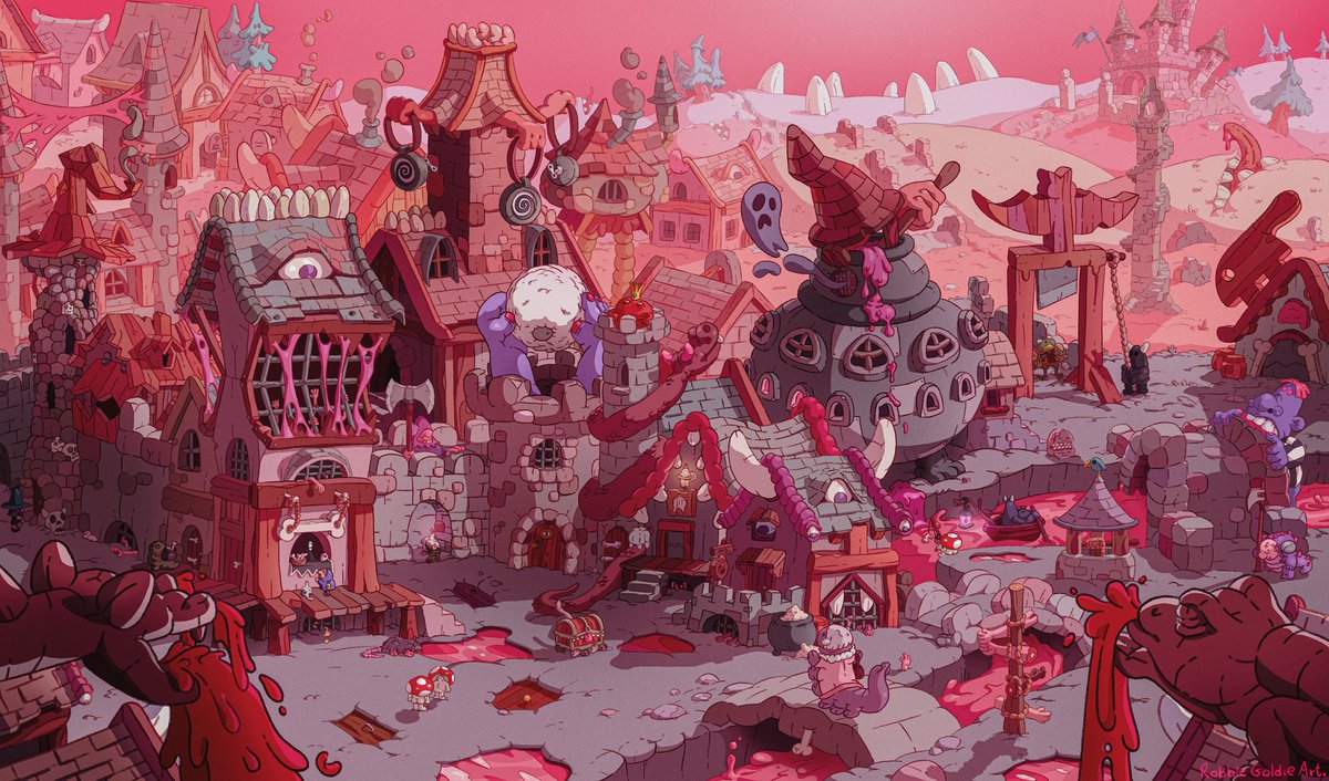 Welcome to Boneville!💀👁️🧠

My piece for <a href="/StreetsOfZine/">StreetsOfZine</a> Dystopia.

Please zoom in and I hope you’ll enjoy all the little details!✨