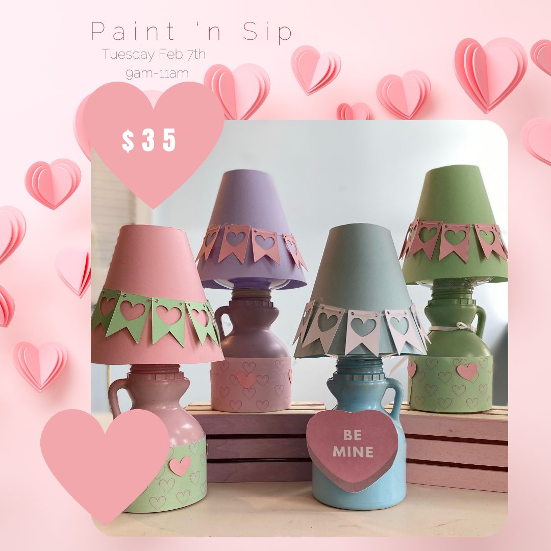 vtchalkypaint's tweet photo. Make these sweet Be Mine mini jug lamps in time for Valentine’s Day! Feb 7th 9 -11 am at our 4 Railroad Ave store. Register: https://t.co/D0fGWpwl14 https://t.co/OeLUgtLjFt