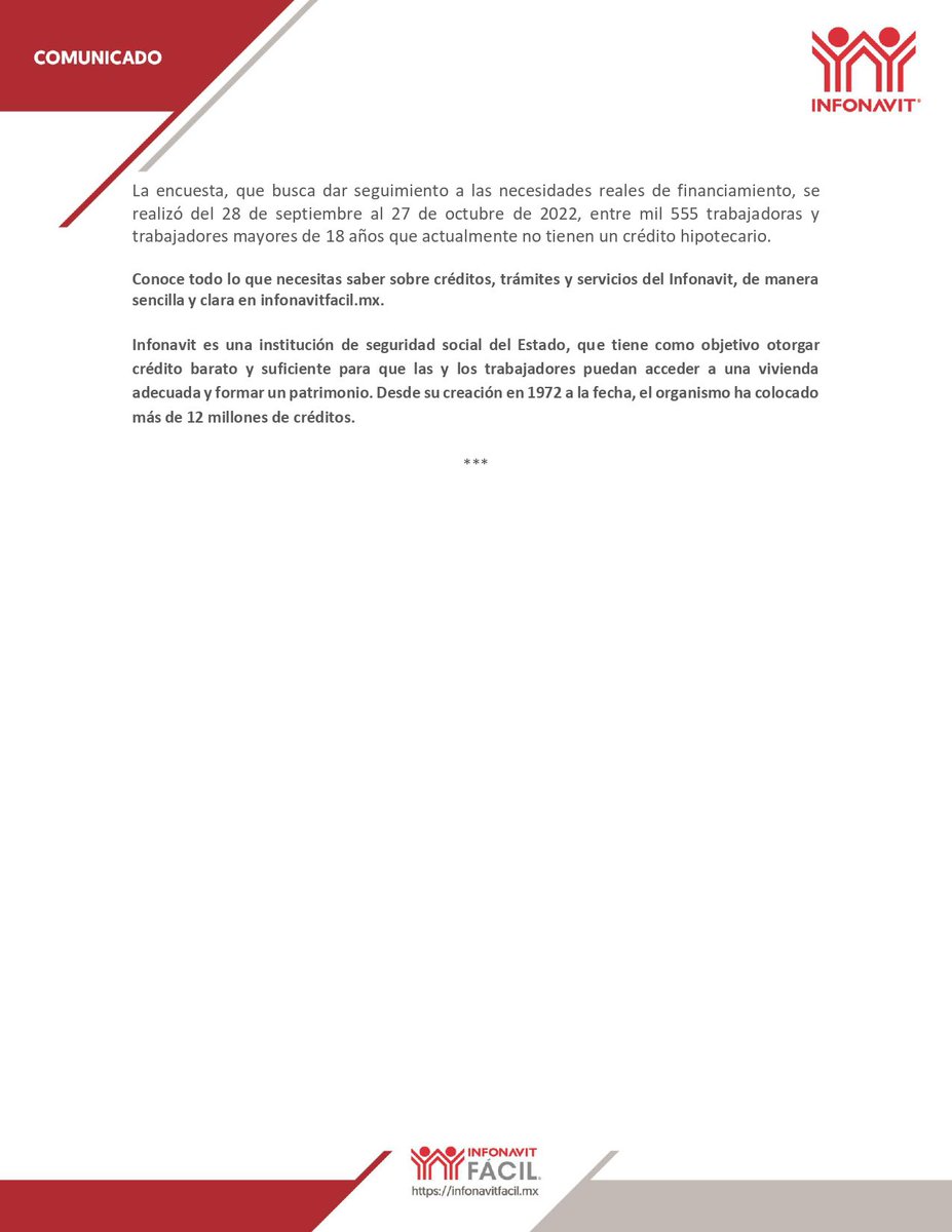 Infonavit's tweet photo. La intención de adquirir una vivienda o terreno entre las personas derechohabientes del Infonavit se encuentra en su nivel más alto desde el primer levantamiento de la Encuesta de Necesidades de Crédito y Vivienda. https://t.co/YBfjojACaF