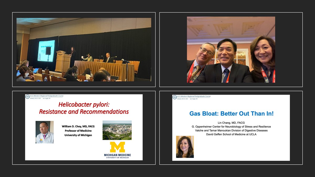 rkhsusa's tweet photo. With @LinChangMD &amp; @umfoodoc on your sides @AmCollegeGastro, you will handle all the challenges in managing #Hpylori #gas #bloating #distention. Thank you @swapnagayam @raman_muthusamy for a well-organized educational #WesternPGConference2023 in #Vagas https://t.co/ABIVnUzDQO