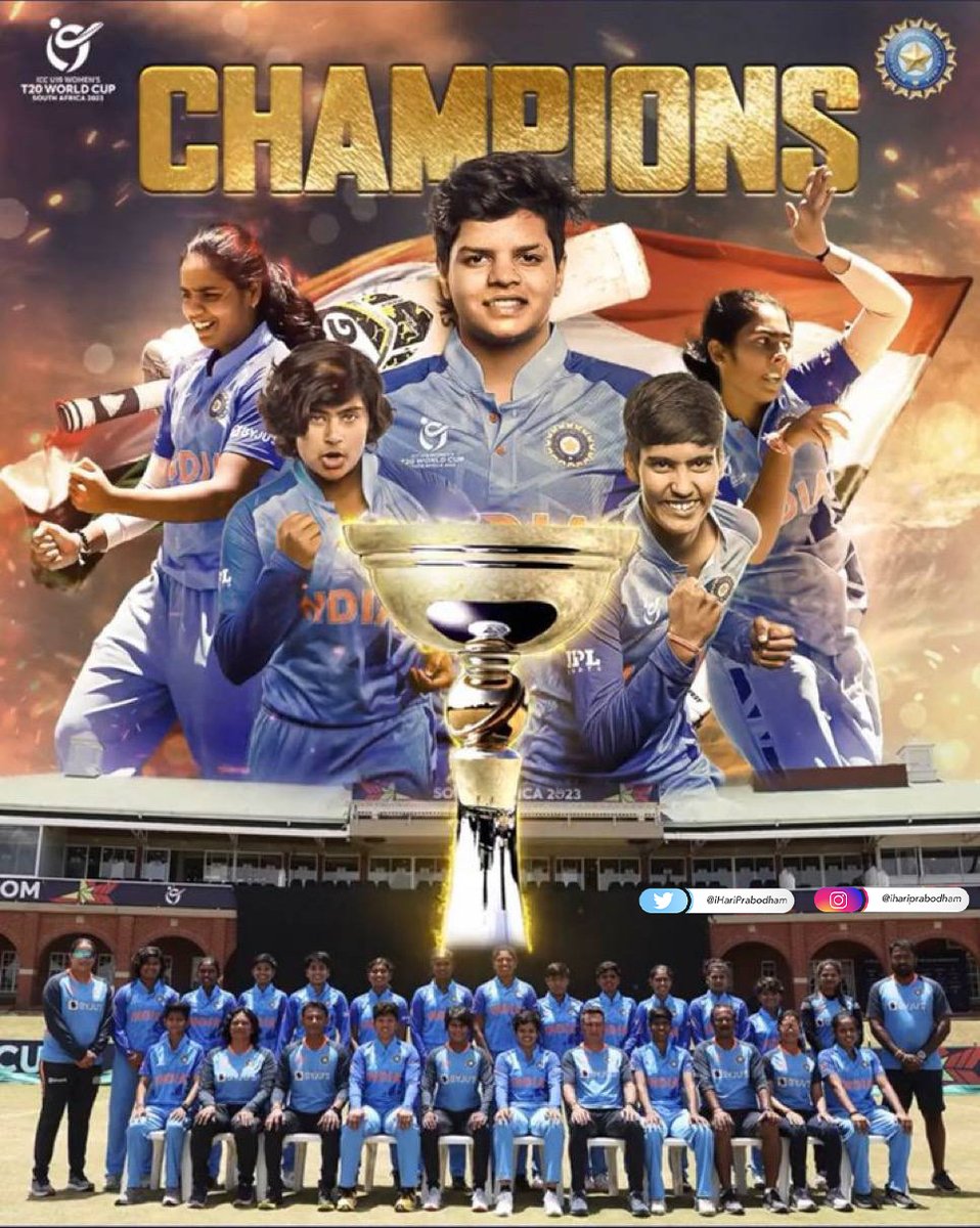 iHariPrabodham's tweet photo. #SadhaviSarveshwar Ji and @iHariPrabodham Parivar congratulates captain @TheShafaliVerma and #TeamIndia for creating history and winning the first ever #U19T20WorldCup. Hearty gratitude to each trailblazer who has inspired generations to dream.
#WomensCricket #DreamBig
@BCCIWomen https://t.co/QwWqur6vwL