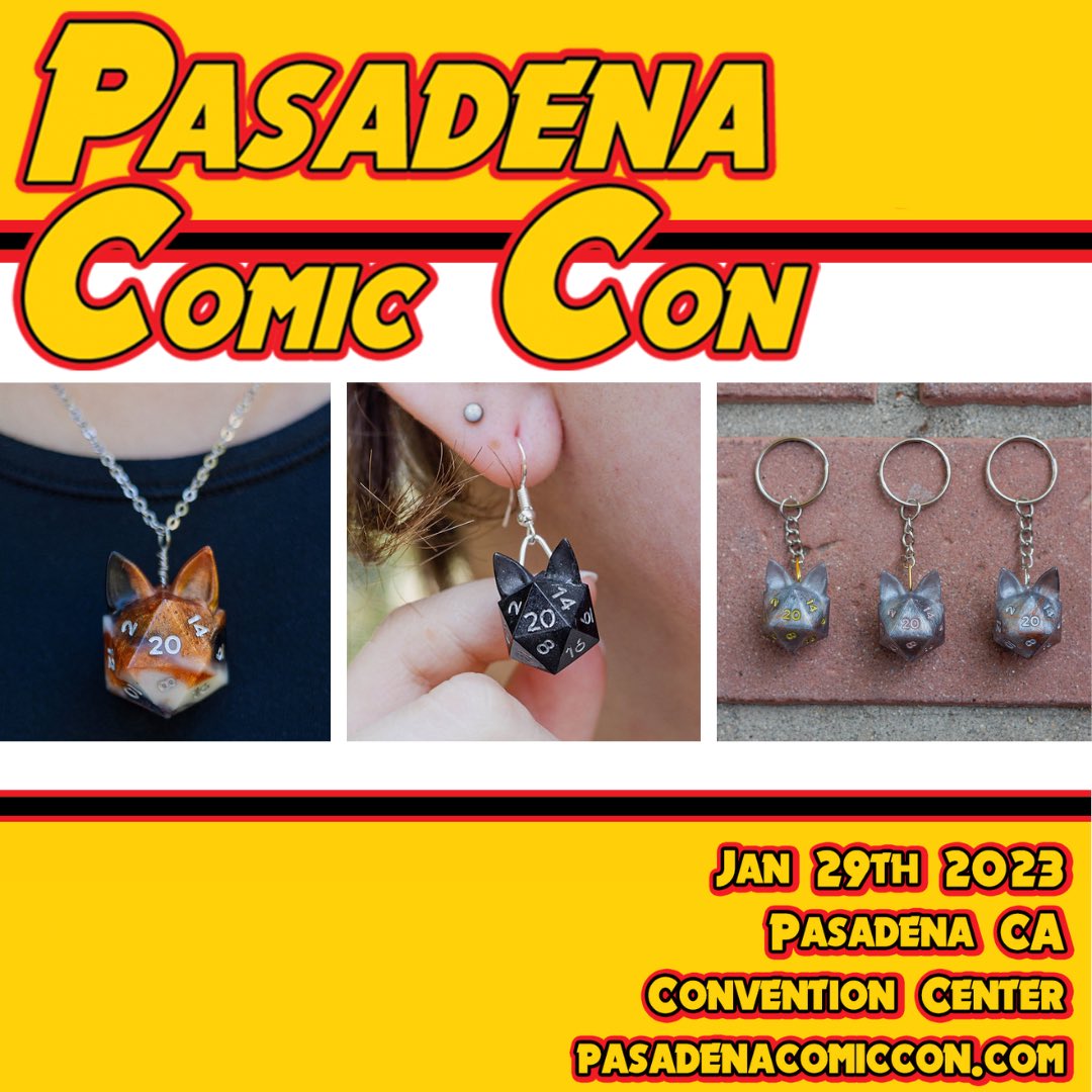 _GrinningKitten's tweet photo. So excited for Pasadena Comic Con today!!! Come see us at Booth 120!!

#pasadenacomiccon #d20 #ttrpg #handmadedice #icatsahedron #thegrinningkitten #geekchic https://t.co/JD5GG20to5
