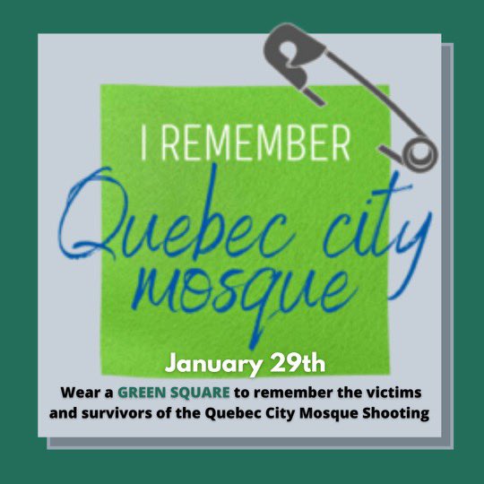 MEND (@mend_ddsb) on Twitter photo Today we remember the victims and survivors of the 2017 Quebec Mosque Shooting. We stand strong against all forms of hate and discrimination. #irememberjanuary29 #stopislamophobia #greensquarecampaign <a href="/ddsbschools/">Durham District School Board (DDSB)</a> <a href="/PositiveDDSB/">Positive School Climates DDSB</a> <a href="/nccm/">NCCM</a> Today we remember the victims and survivors of the 2017 Quebec Mosque Shooting. We stand strong against all forms of hate and discrimination. #irememberjanuary29 #stopislamophobia #greensquarecampaign <a href="/ddsbschools/">Durham District School Board (DDSB)</a> <a href="/PositiveDDSB/">Positive School Climates DDSB</a> <a href="/nccm/">NCCM</a>
