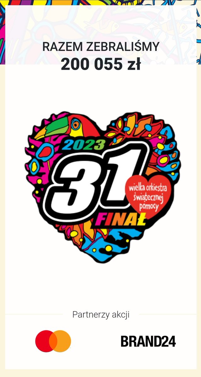 MastercardPL's tweet image. Wow‼️ 2️⃣0️⃣0️⃣ 0️⃣0️⃣0️⃣ na naszym liczniku 🥳 👏 z Waszych tweetów z #MastercardGrazWOŚP! Jesteście niesamowici 🤩 Dziś każdy pierwszy tweet lub retweet danego użytkownika z tym hashtagiem to 5 złotych na 31. Finał WOŚP @fundacjawosp. 
Uzbieramy więcej? ❤🧡