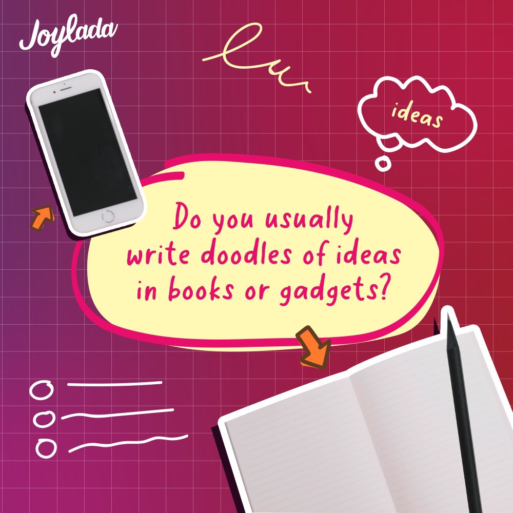 UkJoylada's tweet photo. Do you usually write doodles of ideas in books or gadgets? 

#joyladauk #reader #writer #storytime #storyapp #novelwriting #novelreading #digitalnovel #noveldigital #ukwriters #novelwrite #novelwriters #writingtips #writingtipsandtricks #writingcommunity #booktok #fyp #plottwist https://t.co/7d5nwMRbtT