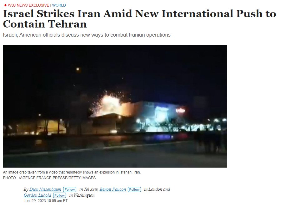 Clash Report on Twitter "Israel conducted a UAV strike on a facility in Iran's Isfahan, the WSJ