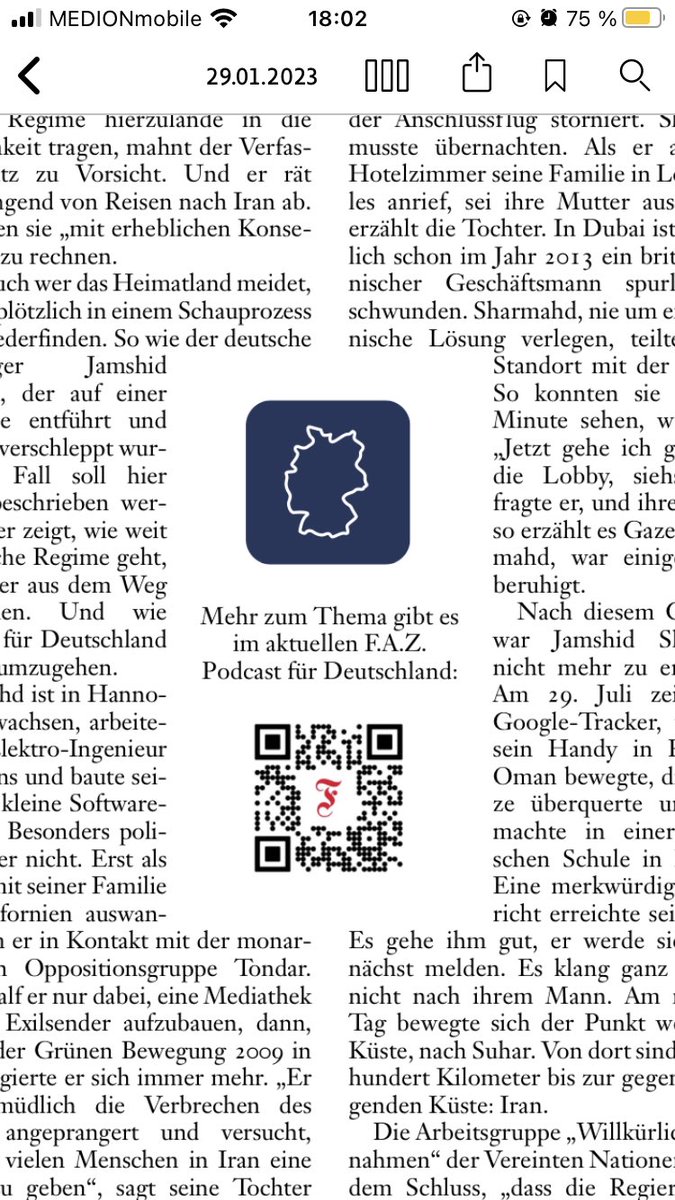 🎧 Und in meinem ersten FAZ-Podcast spreche ich mit @GazelleSharmahd und @_FriedrichMerz über den Fall des Deutsch-Iraners #JamshidSharmahd, der von iranischen Agenten aus einem Hotel in Dubai gekidnappt wurde und dem nun in Iran die Todesstrafe droht. faz.net/podcasts/f-a-z…