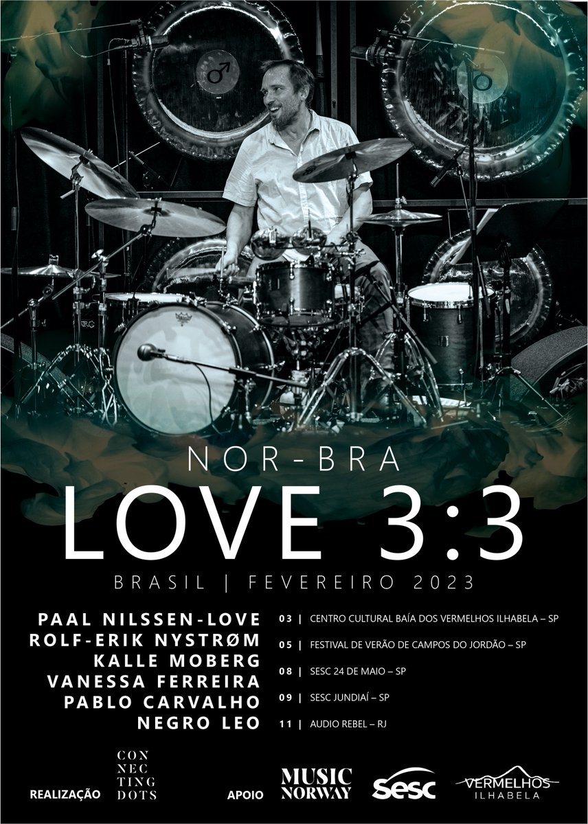 jnflesch's tweet photo. O baterista norueguês de jazz Paal Nilssen-Love faz turnê no Brasil em fevereiro com o projeto Love 3:3, que reúne músicos noruegueses e brasileiros. https://t.co/dLKVarKAuk
