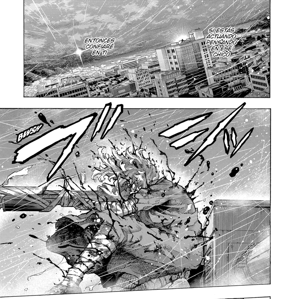 Prettiest pages. Everything was a callback from her being covered in blood and finally doing the right thing with her own free will to Deku being the light in the horizon. I really like it 🥲 