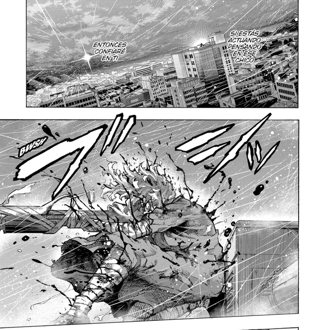 Prettiest pages. Everything was a callback from her being covered in blood and finally doing the right thing with her own free will to Deku being the light in the horizon. I really like it 🥲 