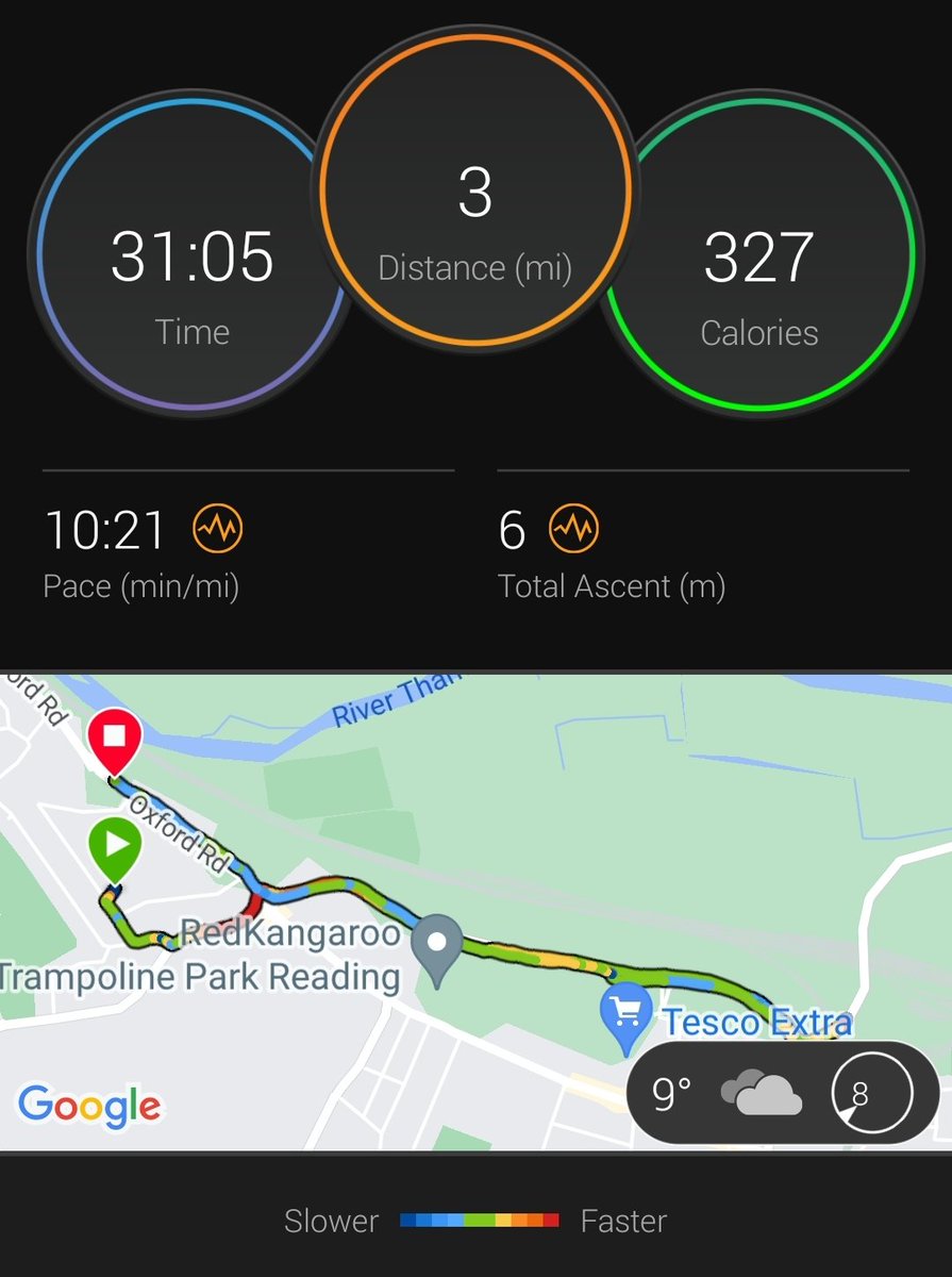 Felt good on the run today. Beat last weeks 3 miles by 4 minutes!