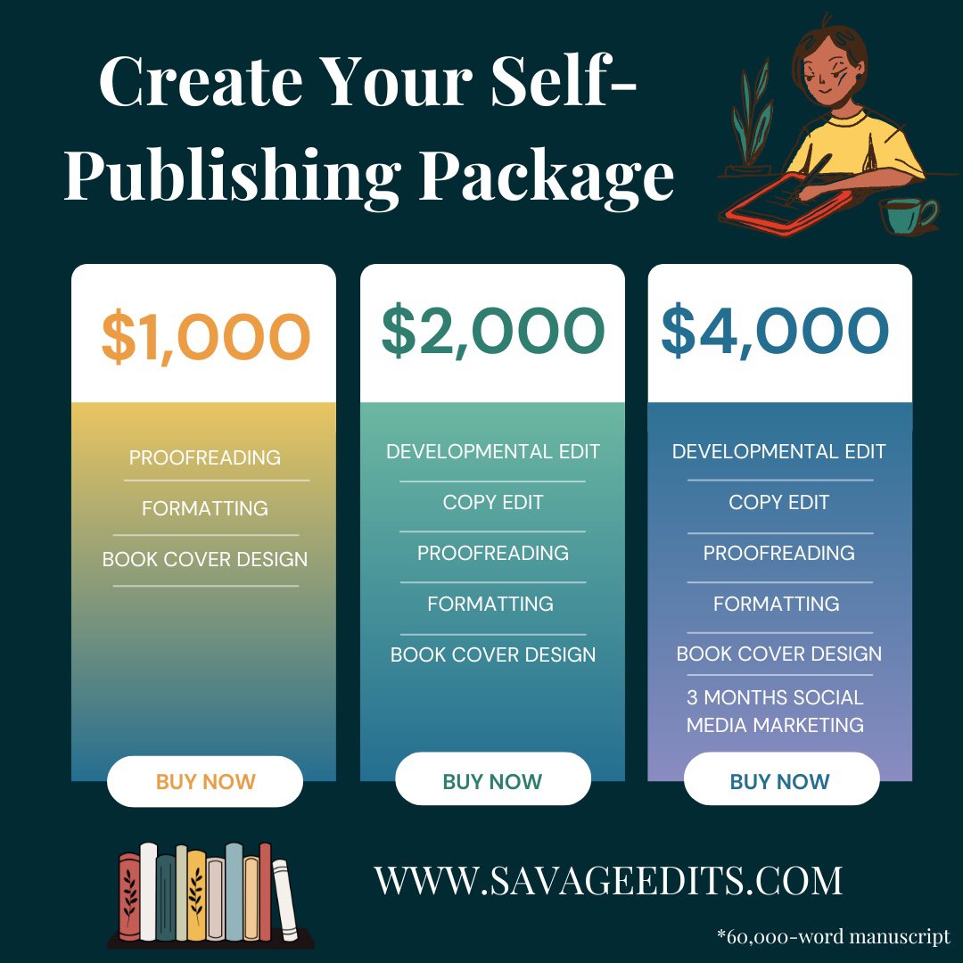 You can now combine Savage Edits services for significant discounts! Create your self-publishing package depending on your indie author needs. If you’re not sure what you want yet, that’s fine too!Book a free consultation through our website. savageedits.com. #indieauthor