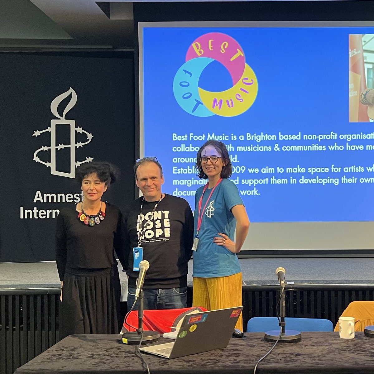 Thanks @AmnestyUK for inviting us to speak (& Polina to sing) at their annual Student Conference. An excellent important event, with a lovely engaged & diverse audience #amnesty #studentconference #musicactivism #RefugeesWelcome