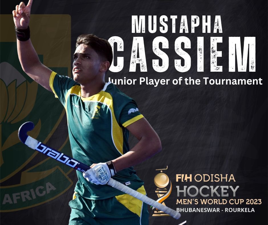 Congratulations to our Mustapha Cassiem who was awarded the Junior Player of the Tournament at the FIH Hockey World Cup!
