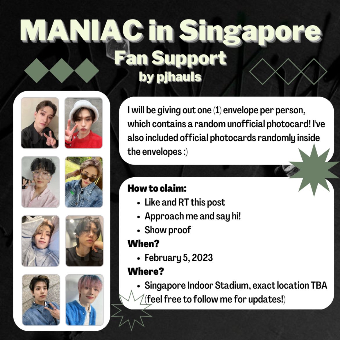 minniehauls's tweet photo. ˗ˏˋ #MANIACinSG Fan Support ˎˊ˗

a few more days left till the sg con, so i’ve prepared some freebies to hand out! more details can be found in the post below ⬇️

if you do receive one, feel free to post it and tag me :3 see you, stays!! 🫶🏻 https://t.co/A7LLKA4mKR