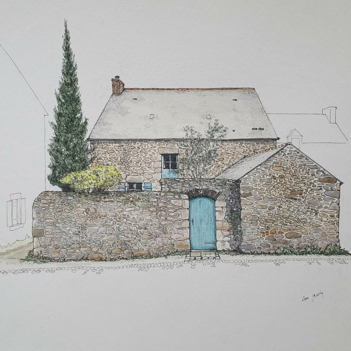 dj22100's tweet photo. Dessin dj Maison traditionnelle Saint Suliac.@dinancapfrehel @StMalo_Tourisme @CRT_Bretagne https://t.co/DSlyW8RMrc