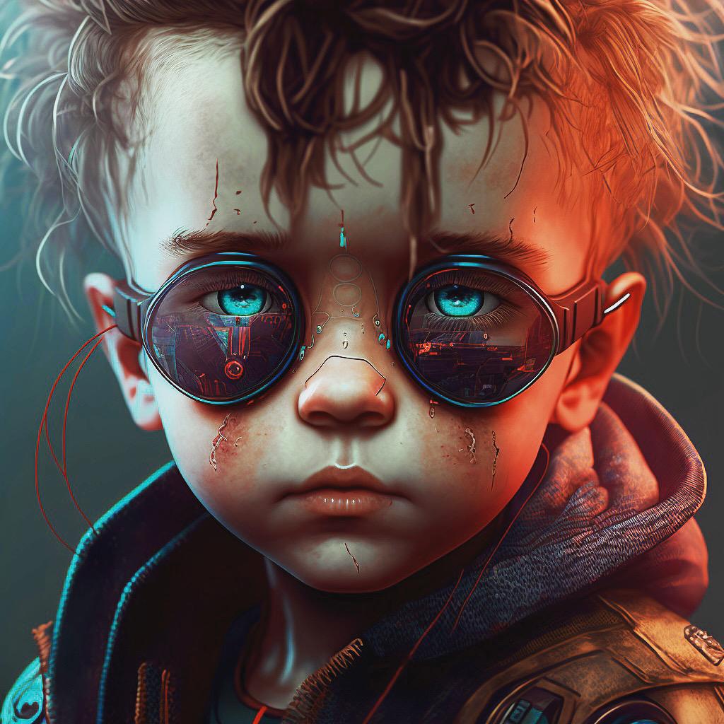 TovDigital's tweet photo. #cyberpunk kid AI generated #illustration available in print quality. #aigeneratedart #AIArtwork  #aiartcommunity https://t.co/gHHHsEaLea