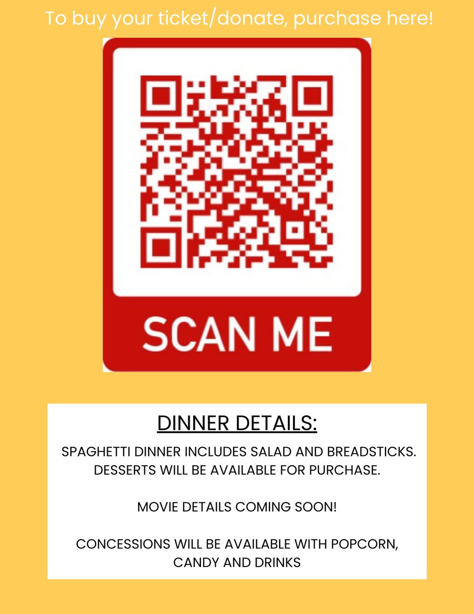 Hey Band! 🚨 Let’s support our Color Guard during their Winter Guard season, by attending their Movie Night fundraiser! 🎬

Scan the QR code to purchase tickets, and if you can’t make it, there is a donate option! Everyone is invited, so don’t forget to share! 🥳🏳️
See you there!