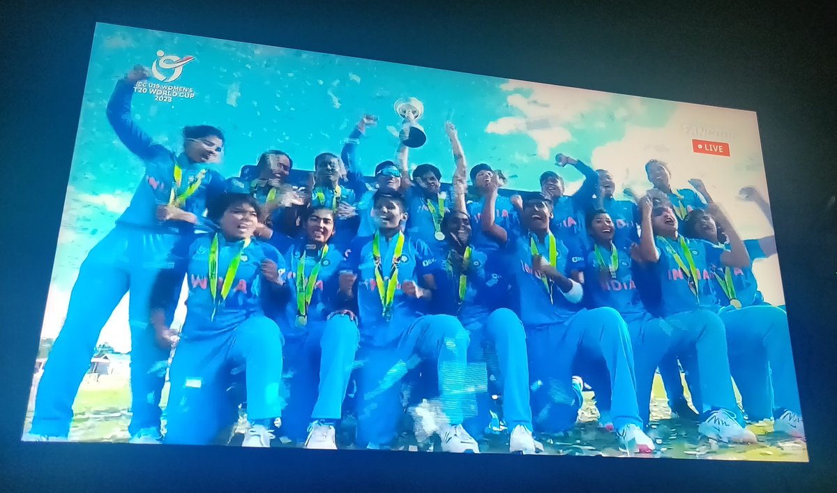 Lekhraj1Meena's tweet photo. Heartiest congratulations to Team India for scripting history and winning their first U19 Women's T20 World Cup Title! Captain Shefali Verma’s team has brought glory to the nation. We are very proud of India’s daughters! #U19T20WorldCup 
#WINNERS https://t.co/5OlvvXYBEE