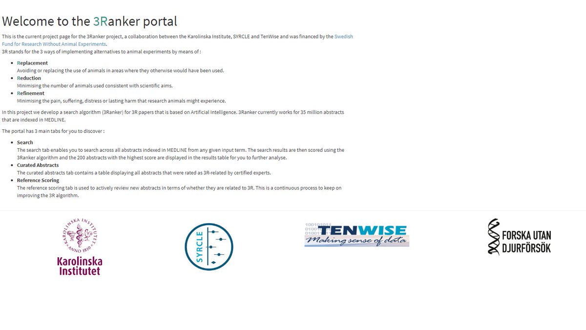 etplas's tweet photo. Looking for #3Rs Replacement, Reduction, Refinement in the literature? The 3Ranker portal is the way to go. A collaboration between @karolinskainst, @SYRCLE_UMCN  and TenWise, financed by the Swedish Fund for Research Without Animal Experiments. Find it at https://t.co/RJVsCWESlP https://t.co/XB0S31hQg5