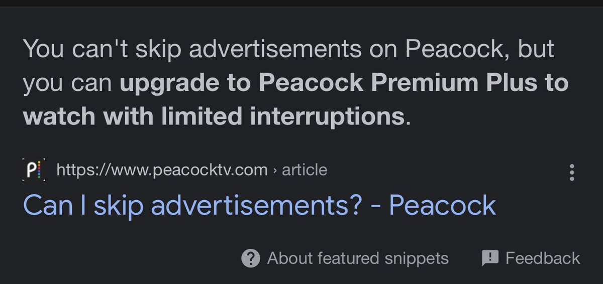 That_OtherKid's tweet photo. @peacock define limited advertisements. More than half of what I’m watching is ads. It’s worse than actual tv. How can you sell this scam to users? https://t.co/aKMAmFz3N0