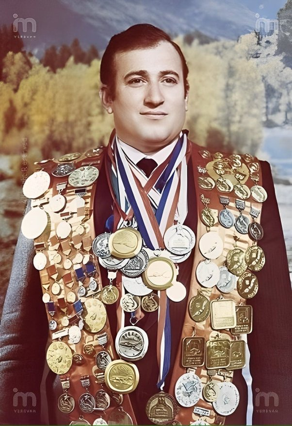 Soviet swimmer, Shavarsh Karapetyan. In 1976, he saw a trolleybus plunge into a reservoir and made 40 dives to rescue 20 people.

Injuries from glass shards hospitalized him for 45 days, where he developed pneumonia and sepsis, which ended his swimming career.