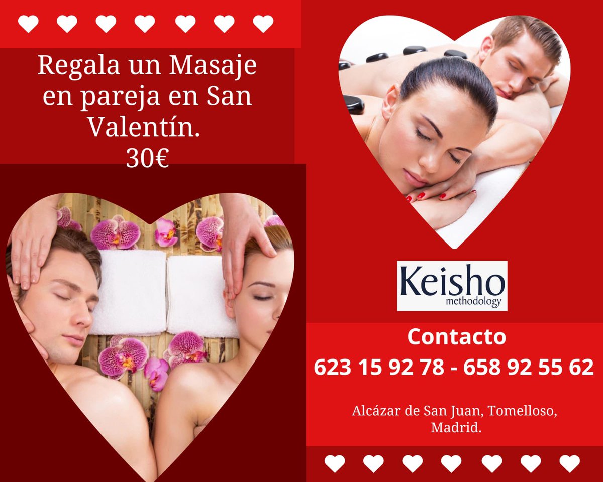 Alcázar de San Juan, Madrid y Tomelloso
#amor #SanValentin #enamorados #Masajes #felicidad #quiromasaje #Vida #salud #Paz